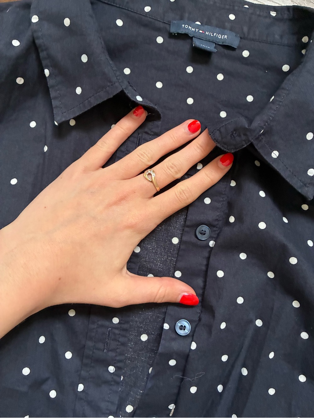 Tommy Hilfiger Navy Blue Polka Dot Shirt